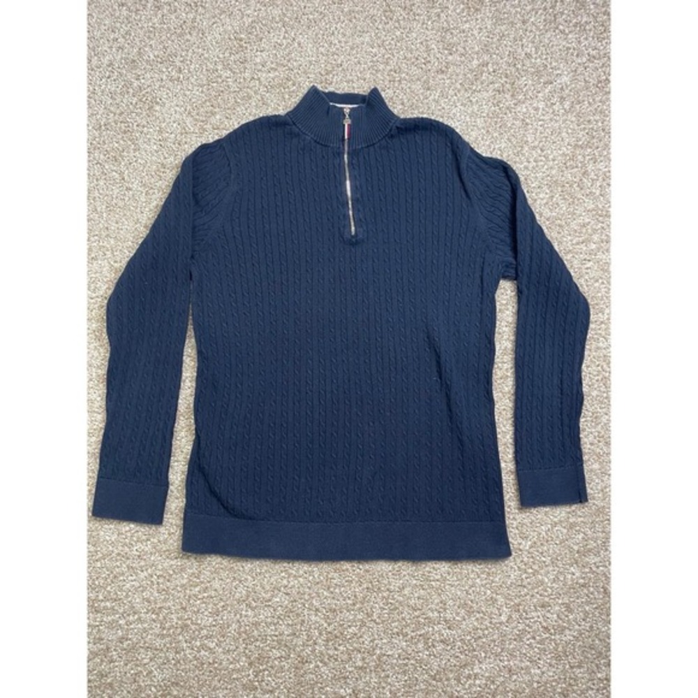 Tommy Hilfiger Navy Long Sleeve Pullover Crew Neck Sweater 1/4 Zip Women's XL